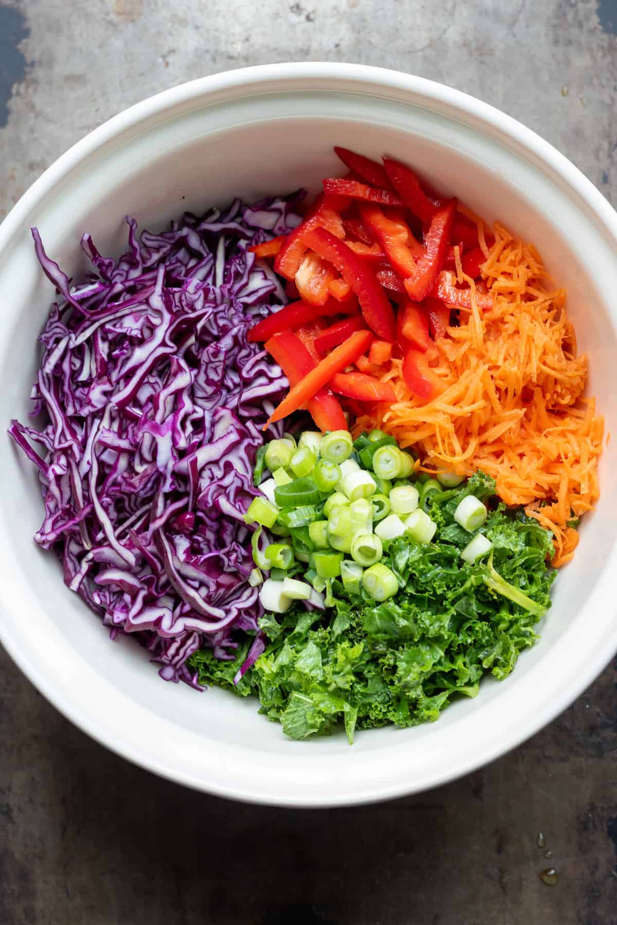 Vegetable ingredients in a bowl.